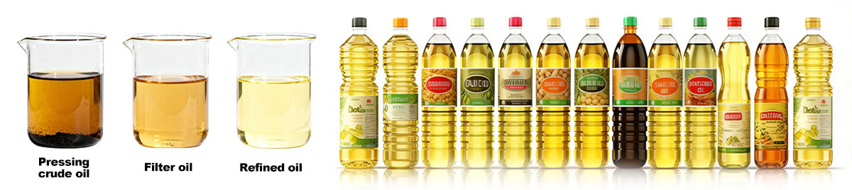 crude oil to filter oil to refined oil